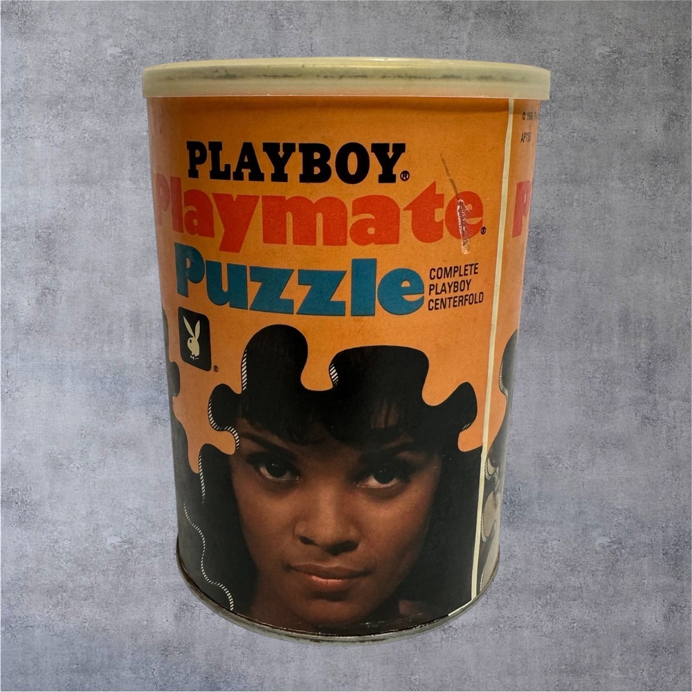 Sealed 1968 Playboy Playmate Puzzle Can Vintage Centerfold Jigsaw Tin - Read